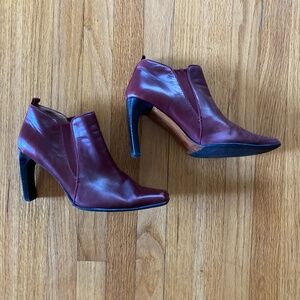 3/$10 Joan & David Circa dark red heeled square toed booties, size 7.5
